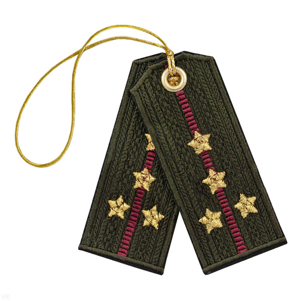 Брелок вышитый Погончики ВВ оливковые (капитан)