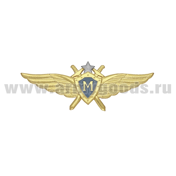 Значок мет. Классность ВВС нов/обр Мастер (голубой щит, серебряная звезда, мечи)