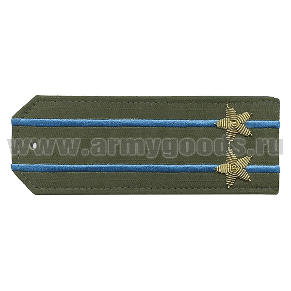 Погоны из рубаш. ткани оливк. (Rip-Stop) c 2 вышит. голуб. пр. вышит. канит. (подполковник) на костюм офисный