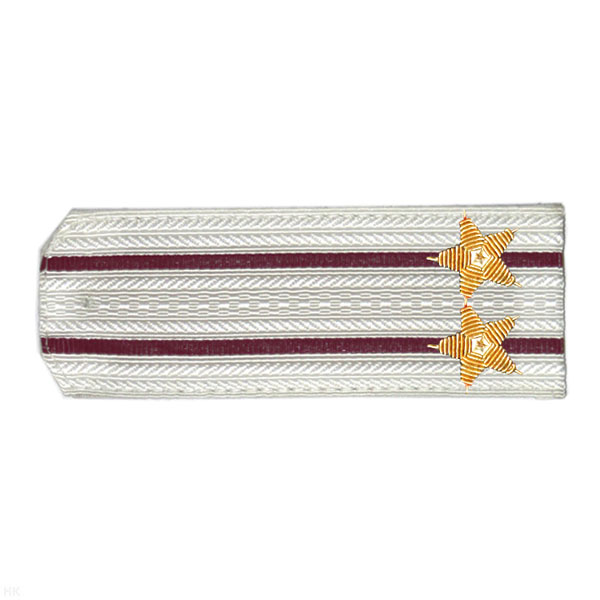 Погоны ВВ белые с 2 крап.и просв., вышит. канителью (подполковник)