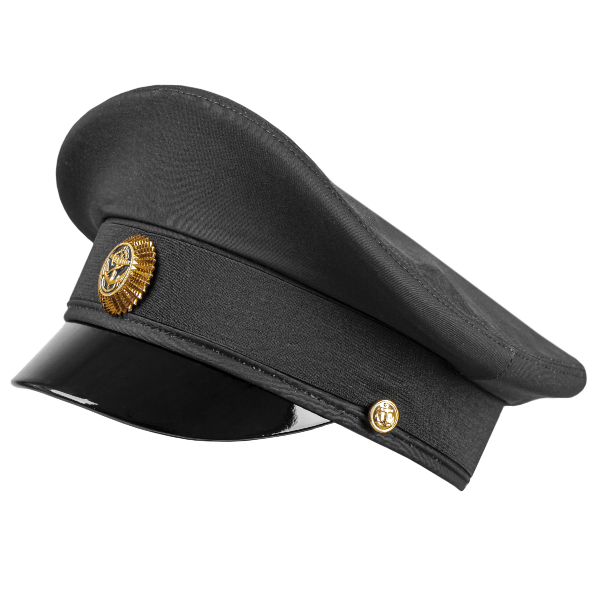 Фуражка простая ВМФ черная (ткань "Патруль") к костюму офисному (с мет. кокардой/без кокарды по наличию)