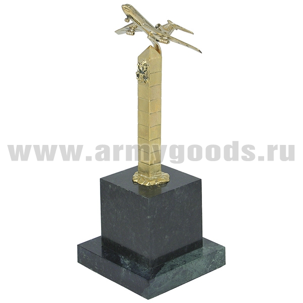 Статуэтка (литье бронза, камень змеевик) Самолет 