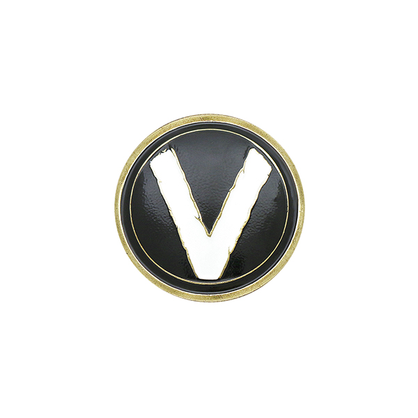 Значок мет. V (кругл, на пимсе) d=25 мм (черн. фон)