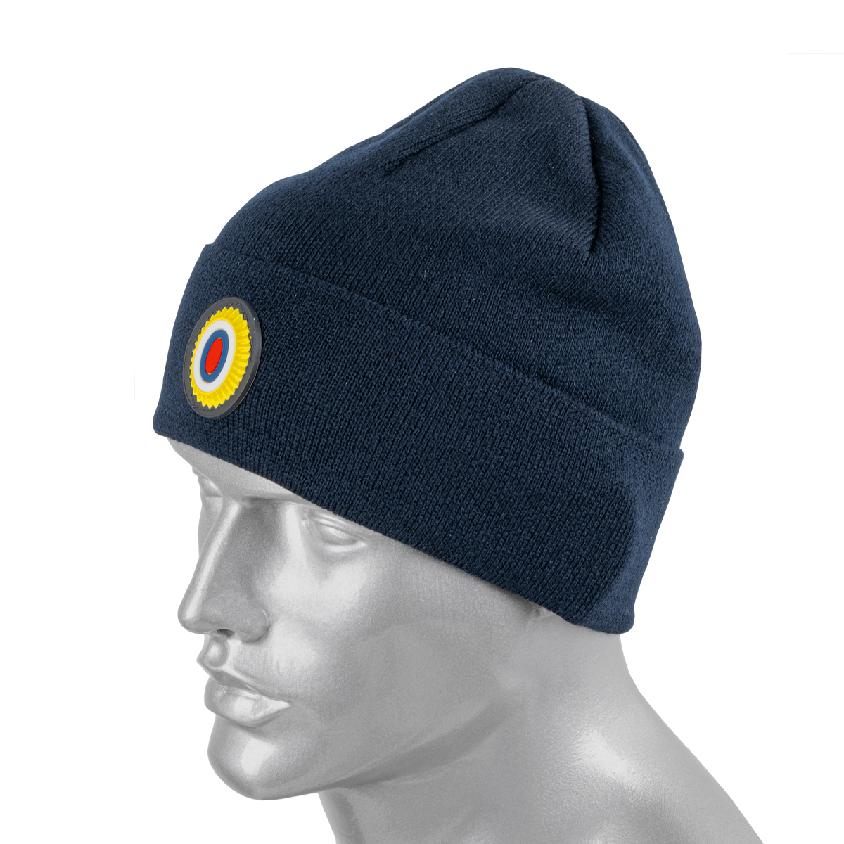 Шапка вязаная п/ш с флисовой подкладкой иссиня-черная с пластизол. кокардой (МВД ДПС, ППС)