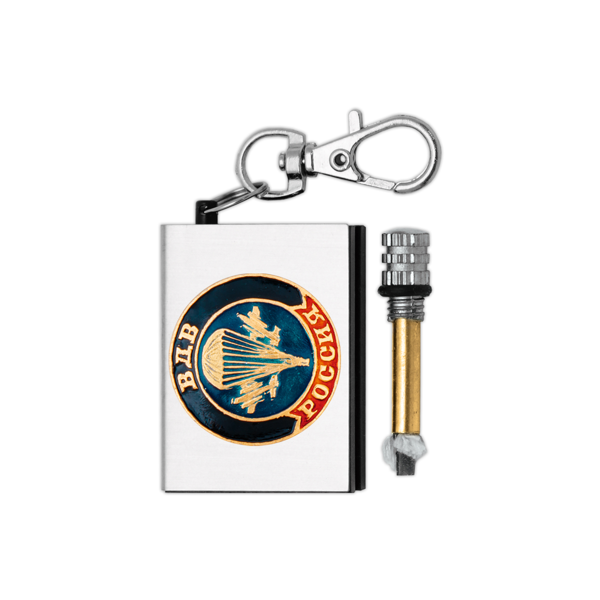 Брелок мет. Вечная спичка (огниво) с мет. накл. ВДВ (эмблема)