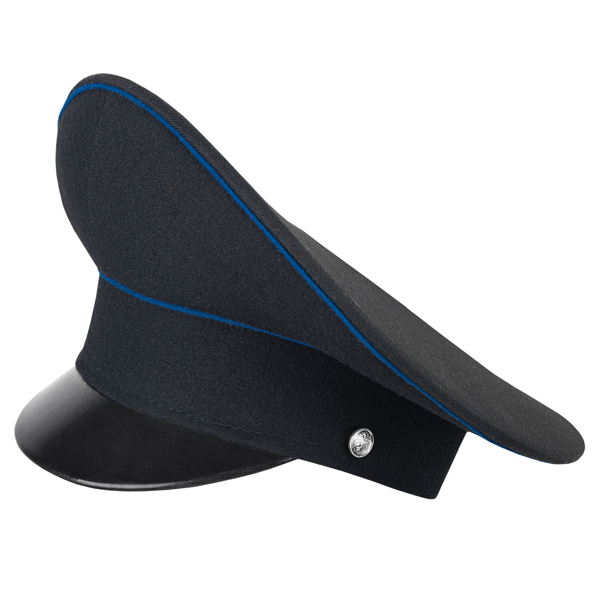 Фуражка с высокой тульей черная с васильк. кантом №2