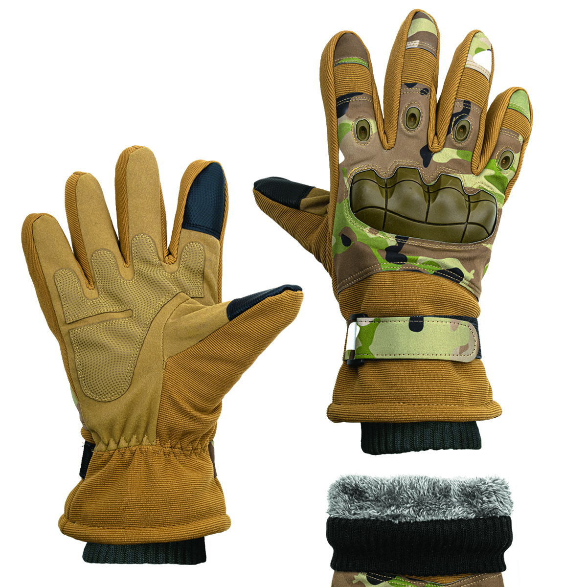 Перчатки тканевые с защитными накладками (утепленные иск. мехом/флисом - по наличию) "мультикам"