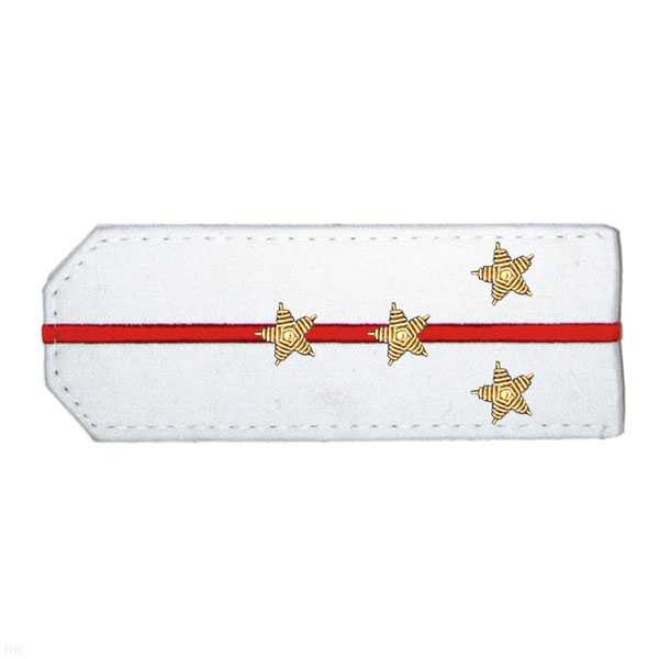 Погоны из рубаш. ткани белые с вышит. 1 красн. просв., вышит. канителью (капитан)