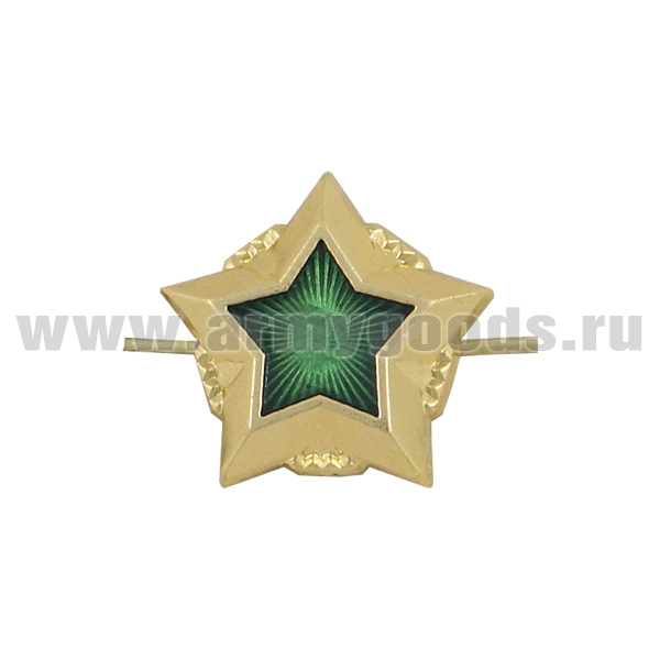 Звезда на погоны мет. 20 мм ФССП (зол. с зел. эмалью)