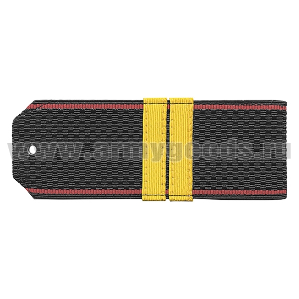 Погоны черн. красный кант с нашитым желт.шелковым галуном (мл. сержант) на пластике