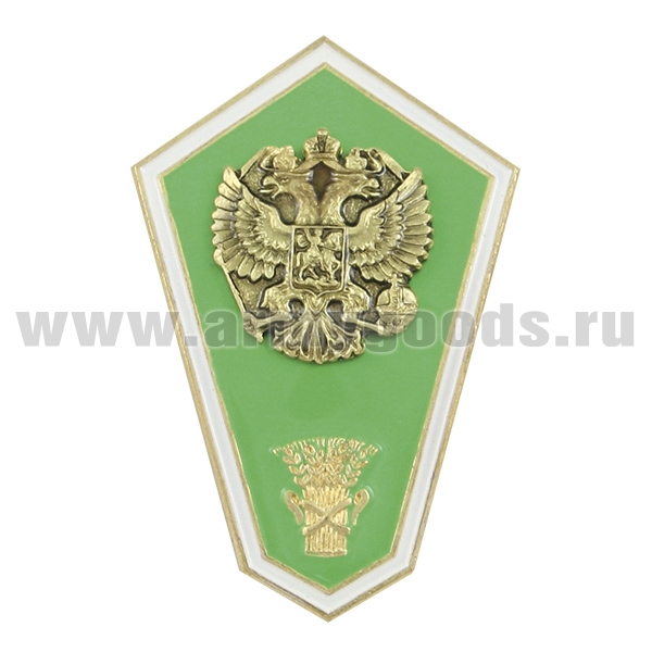 Значок мет. "Гробик" Среднее сельскохозяйственное образование (латунь, хол.эм. с накладным орлом РФ)