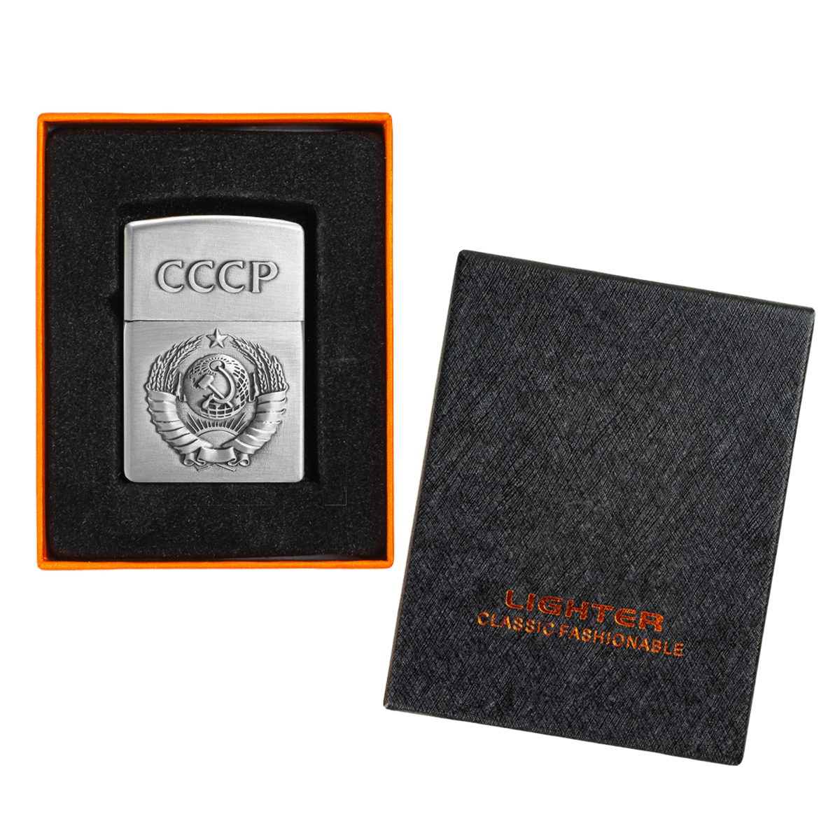 Зажигалка газовая кремниевая (в подарочной коробке) СССР (герб)