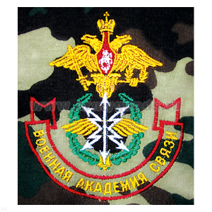 Футболка с вышивкой на груди Военная академия связи (старая эмблема) зел. КМФ