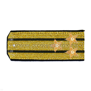 Погоны парадные золотые (металлиз.) с 2 черн. просв., вышит. канителью (полковник)