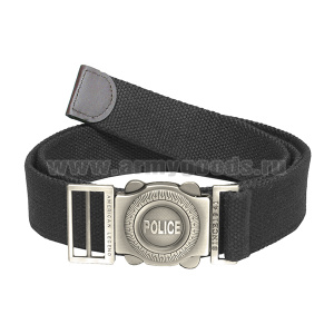 Ремень брючный тесьма (ширина 37 мм) с мет. пряжкой POLICE (черный)
