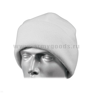 Шапка флисовая двухслойная с отворотом белая