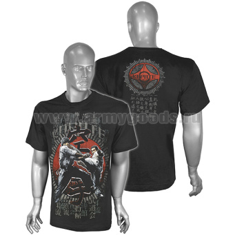 Футболка с рис краской Карате (черная) (ЗВ)