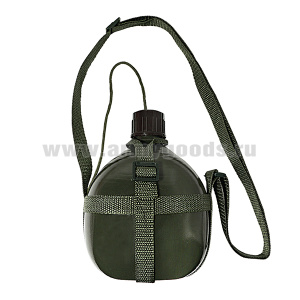 Фляга армии Китая 1 л (алюминиевая крашеная) с ремнем