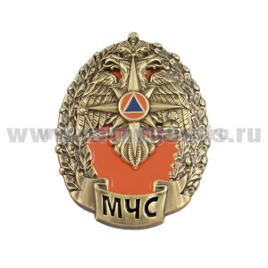 Значок мет. МЧС (овал с накладкой, латунь, хол. эм.) на закрутке