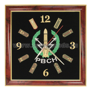 Часы подарочные вышитые на бархате в багетной рамке 35х35 см (РВСН)