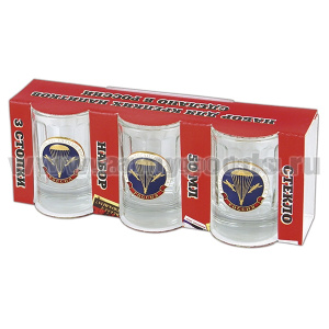 Стопки стеклянные (3x50 мл) с накладками ВДВ (эмбл. нов/обр)