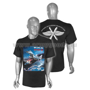 Футболка с рисунком краской ВВС России (2 самолета) черная