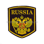 Шеврон пластизолевый Russia (5-уг. с гербом) черн.