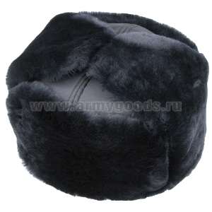 Шапка нат. мех овчина Полиция нов/обр (синий мех, верх - ткань ПЭ, подкладка - флис) приказ №777