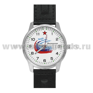 Часы наручные Командирские с триколором и самолетами (цвета циферблата и ремешка в ассортименте) Китай