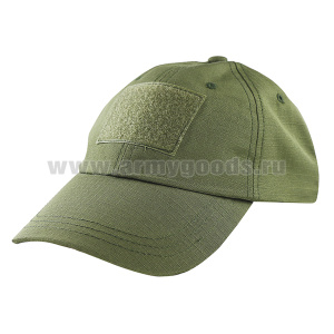 Бейсболка оливковая (ткань "rip-stop") с нашитыми липучками (50х70 и 20х70 мм)