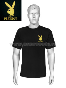 Футболка с вышивкой на груди Playboy, черная