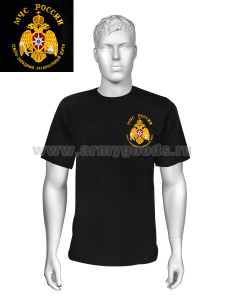 Футболка с вышивкой на груди МЧС России северо-западный региональный центр, черн.