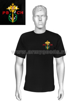 Футболка с вышивкой на груди РВСН (эмблема), черн.