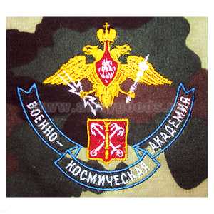 Футболка с вышивкой на груди Военно-космическая академия, зел. КМФ