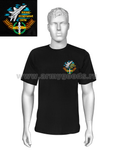 Футболка с вышивкой на груди ВВС (самолет) черн. НОВ-479