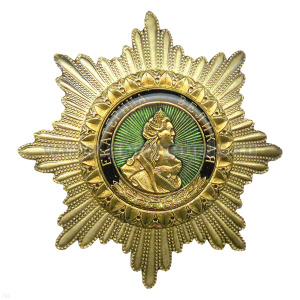 Значок мет. Орден (Екатерина Великая, звезда, заливка смолой)