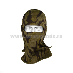 Маска вязаная п/ш (прорезь для глаз, без рта) кмф зеленая