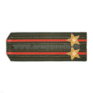 Погоны ОВ оливк. с 2 красн. просв., вышит. канителью (подполковник)