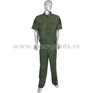Костюм лет. МО офисный оливковый короткий рукав (рубашечная ткань) (МПА-36)