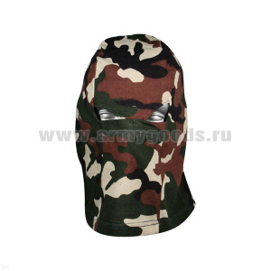 Маска х/б (отверстия для глаз, без рта) кмф зеленая (кулирка)