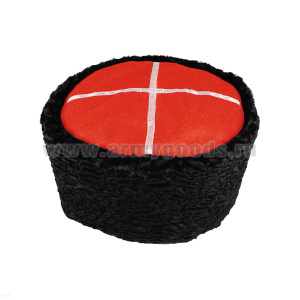 Шапка иск. мех Кубанка черная (красный верх - сукно)