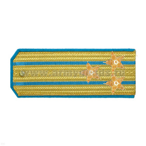 Погоны парадные золотые (шелк) с 2 голуб. просв., вышит. канителью (полковник)