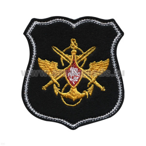 Шеврон вышит. Знак принадлежности к МО (черный с белым кантом) щит