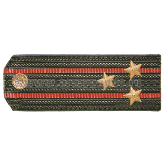 Погоны оливк. 2 красных просвета, укомпл. мет. фурнитурой (полковник) пластик