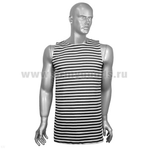 Майка-тельняшка интерлок черная (беленая)