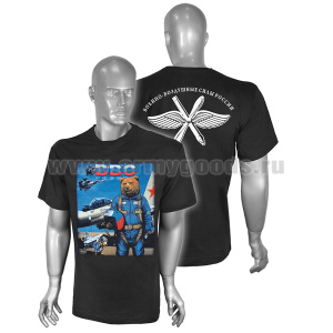 Футболка с рисунком краской ВВС России (медведь) черная