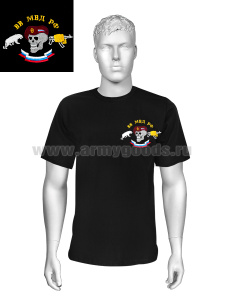 Футболка с вышивкой на груди ВВ МВД РФ (череп) черн.