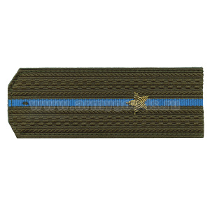 Погоны ВВС-ВДВ-ВКС оливк. с 1 голуб. просв., вышит. канителью (мл. лейтенант)
