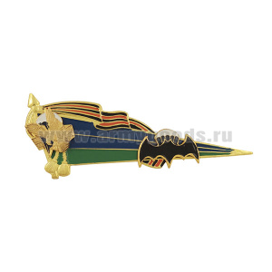 Флажок на берет неуст. (уголок) мет. ВДВ бол. (флаг ВДВ с орлом ВДВ, лет. мышью и парашютом)