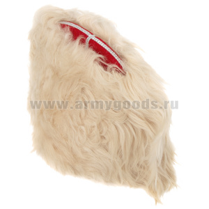 Папаха казачья нат.мех белая (верх - алое сукно) универсальный размер